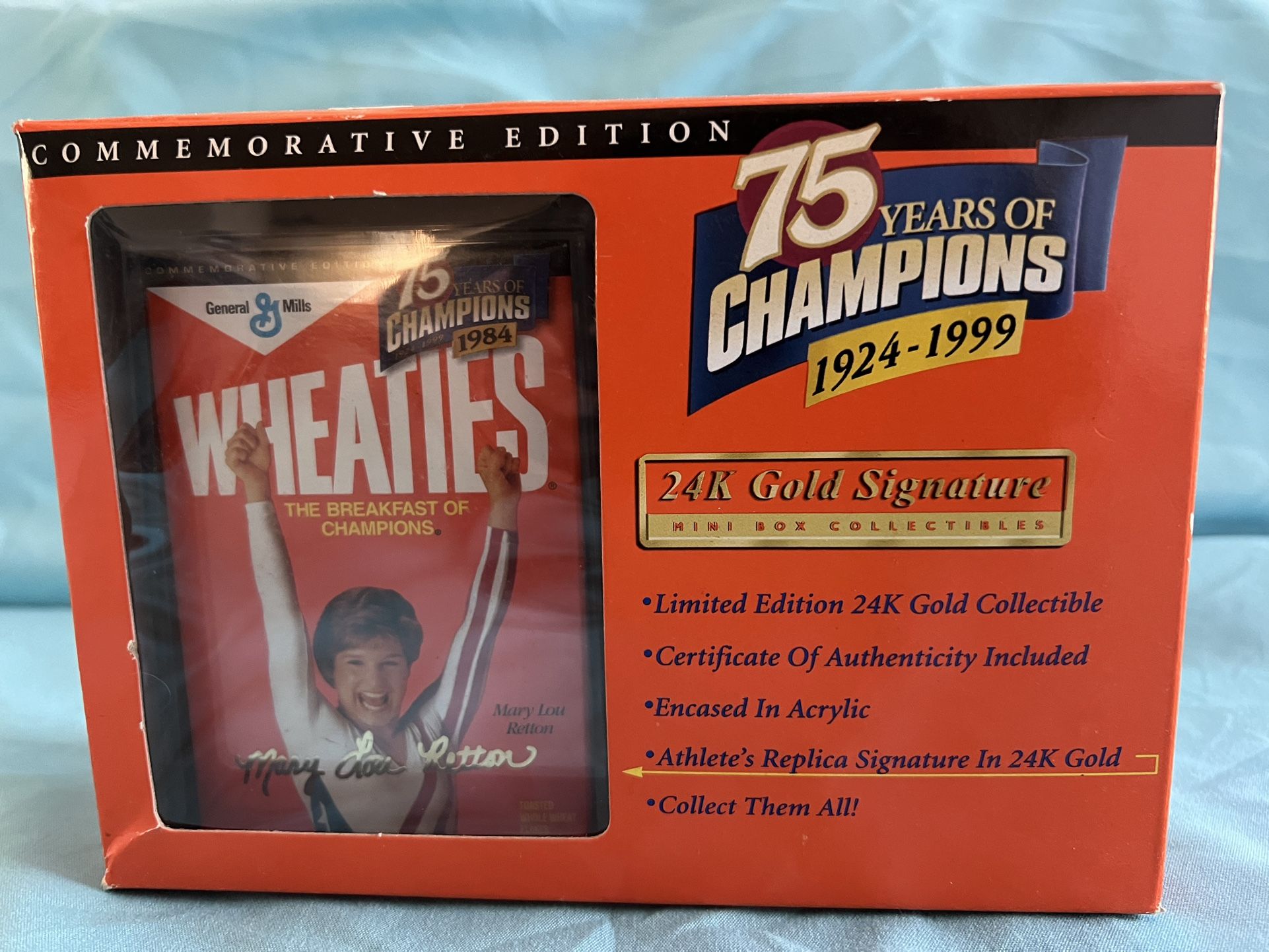 Wheaties Mary Lou Retton 75 Years of Champions 24K Gold Signature Mini Box Collectible