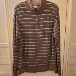 Polo Sweater. Long Sleeve,  XL. Striped Cotton 