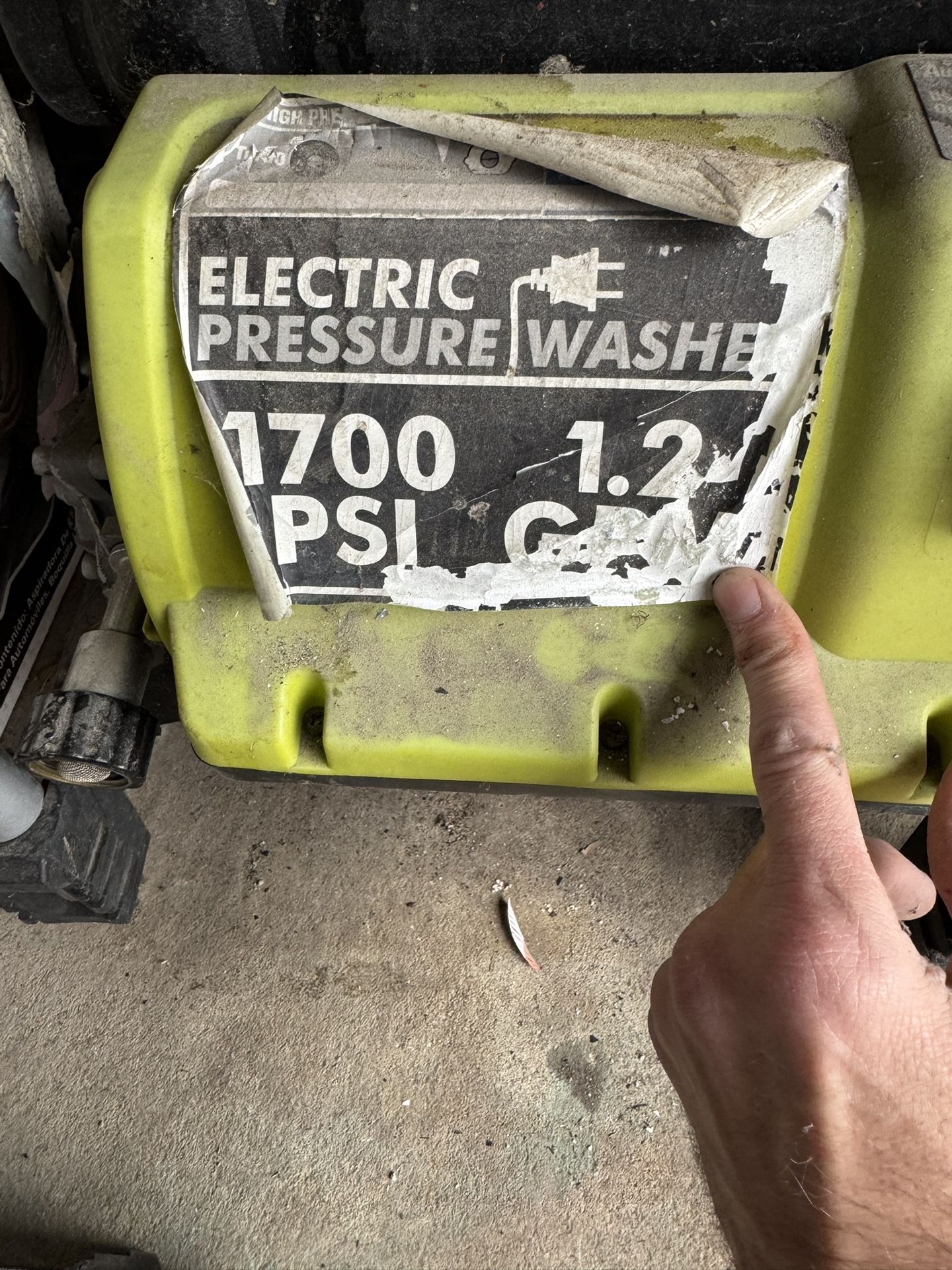 RYOBI 1700 PSI Pressure. 13 Amp