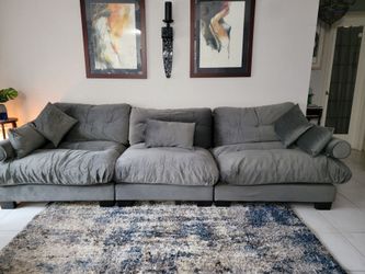Gray velvet modular sofa