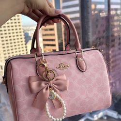 Pink Coach Rowan bag With Charm