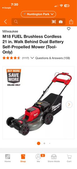 Milwaukee M18 FUEL Brushless Cordless 21 in. Walk Behind Dual Battery Self-Propelled Mower (Tool-Only)