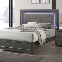 METALLIC GRAY-LED-LIGHT-PANEL-CAMA-LUZ