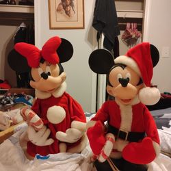 VINTAGE Animated Christmas Mickey And Minnie Mouse In Original Box 