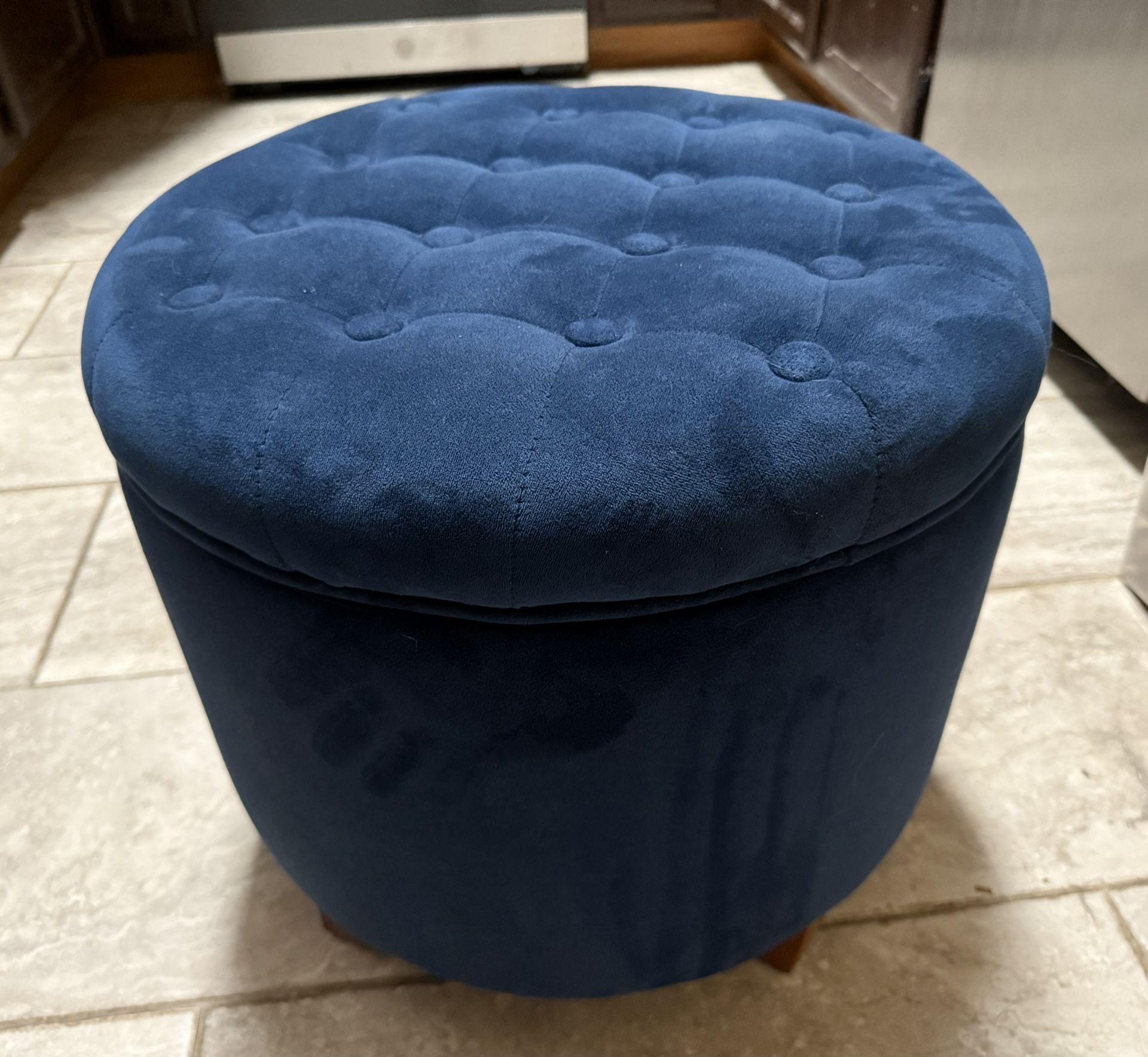 Navy Blue Storage Ottoman