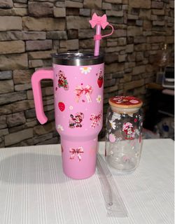 🍓 shortcake stainless cup and glass cup