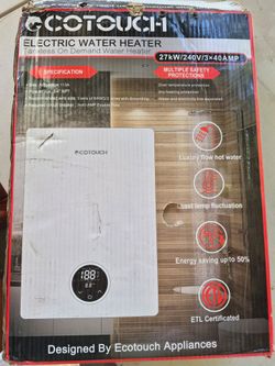 Ecotouch 27kW Electric Tankless Water Heater – New in Box