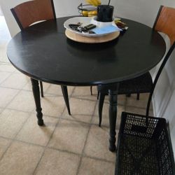 Black Round Table & Chairs (2)
