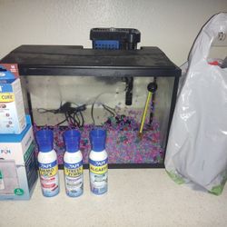 5 Gallon Fish Tank With Filter And Extras 