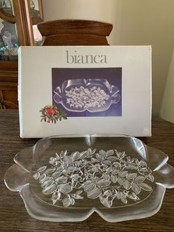 Bianca Glass Floral-DesignTray 16.25 " x 10" approximately