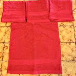 Set of 4 Brick red washcloths