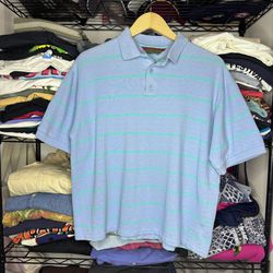 Vintage Striped Oakton Limited Cropped Style Polo Shirt Men Size XL