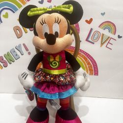 DISNEY PARKS MINNIE  RAINBOW LOLLIPOP CANDY THEMED PLUSH DOLL - 13 INCH  - NEW CONDITION