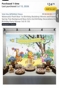 Winnie the Pooh Birthday backdrop 7ft by 5ft