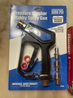 Pressure washer stubby spray gun eight black oxide silver, and demining drill bit set