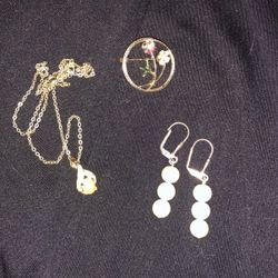 Set Of Earrings ,Necklace And Broach 