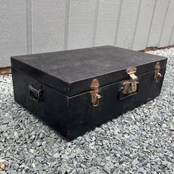 Antique Zainul Abidin And Sons Metal Steamer Trunk Chest