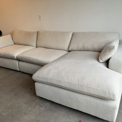 White Linen Cream Modular Chaise Sectional (delivery Available)