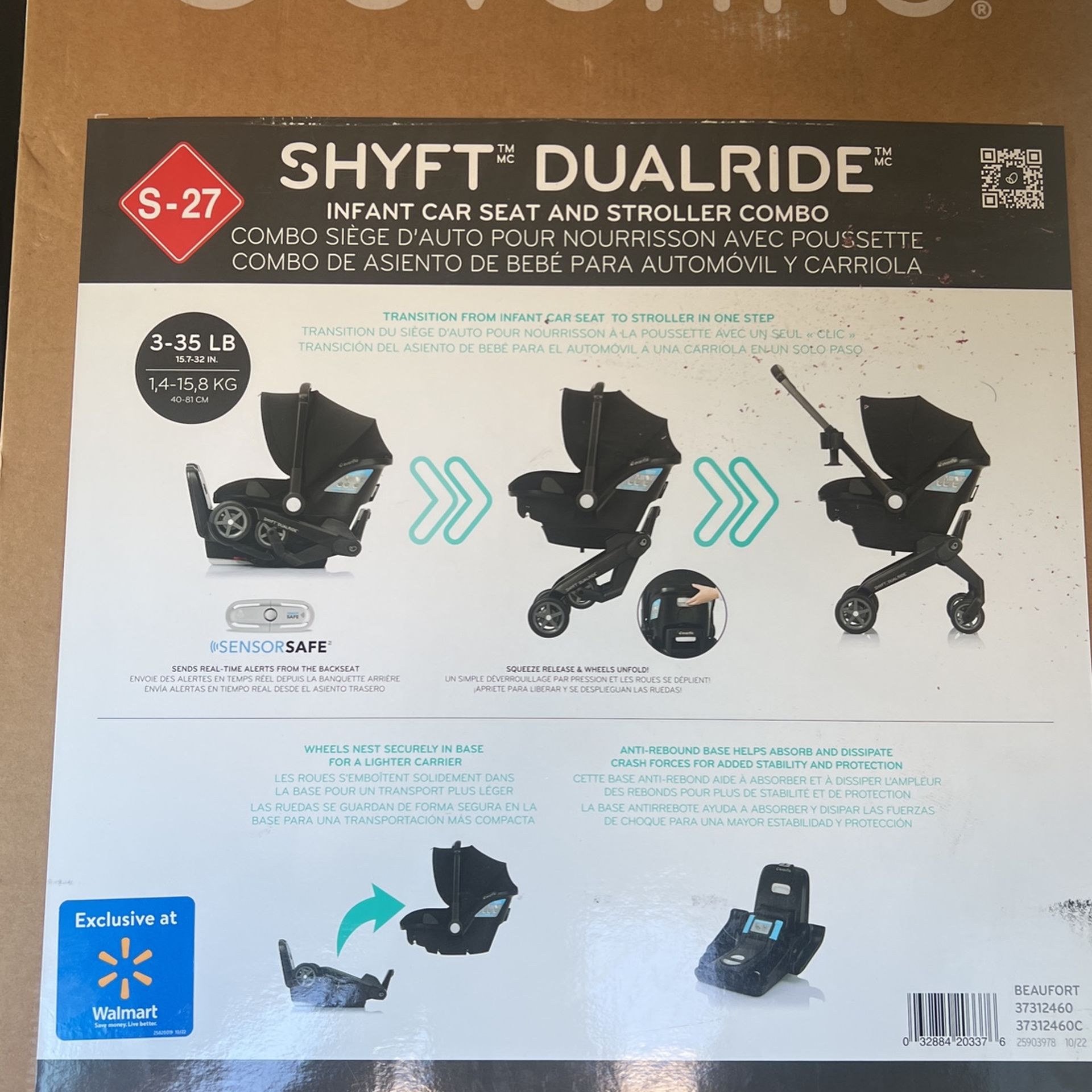 Evenflo Shaft Dual ride Infant Car Seat and Stroller Combo