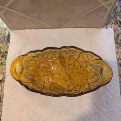 vintage Indiana Glass Company amber carnival glass