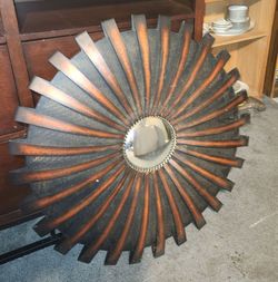 Large Vintage 36" Pier One Metal Sunburst Mirror