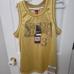 2000-01 Premium Gold Allen Iverson Philadelphia 76’ers Basketball Jersey L 44