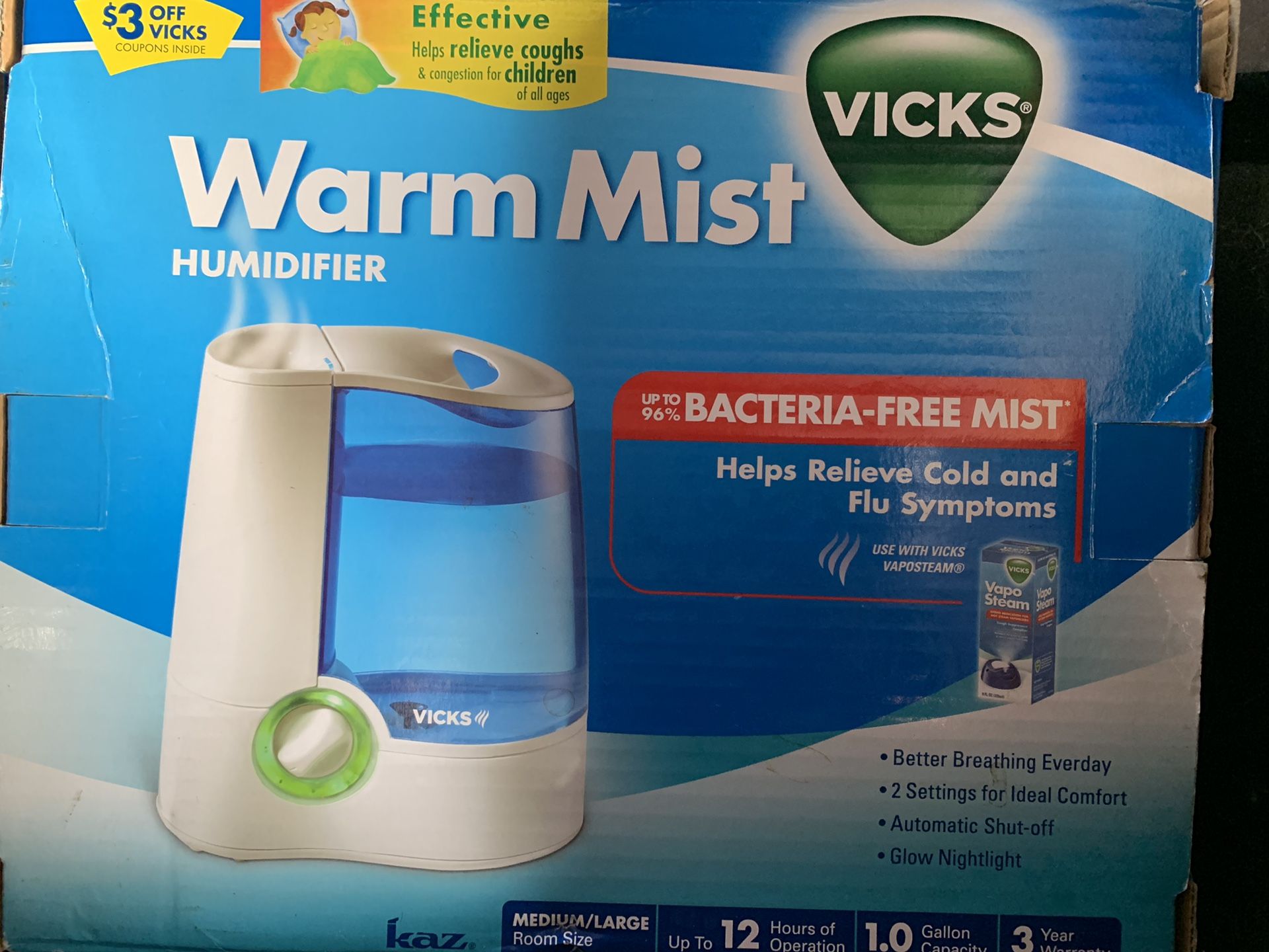 Vicks Warm Mist Humidifier V745A NEW IN BOX