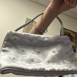 Gray Beaded Clutch Purse Wit Zipper