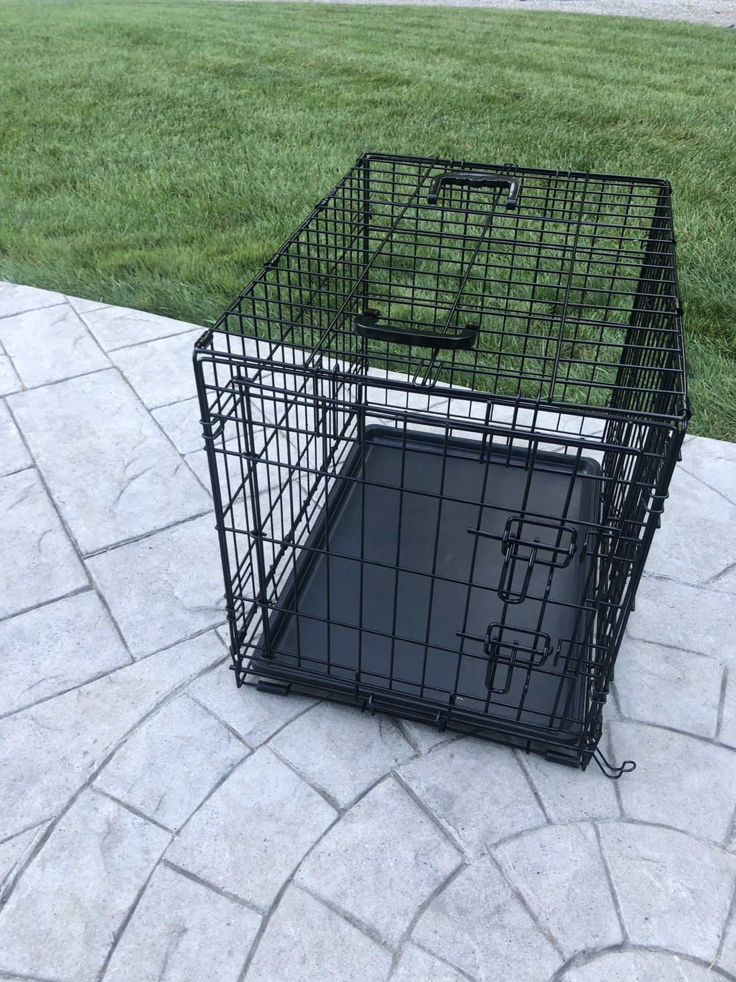 Heavy duty fold and carry double door dog crate