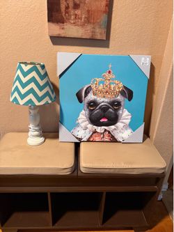 LOT OF 2 - WALL ART AND LAMP