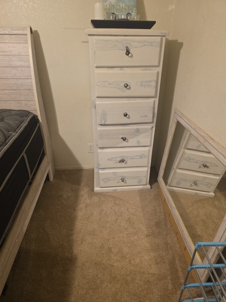 X Large Tall White Washed Dresser