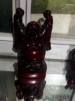 Vintage Red Happy Smiling Laughing Buddha Figurine