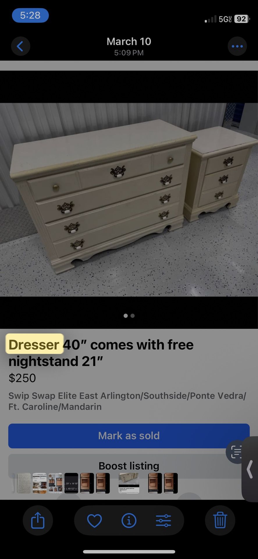 Dresser 41 inch solid wood comes with free Nightstand