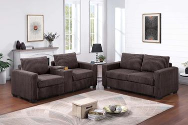 Brand new linen sofa + loveseat 2PCs set (Loveseat: 61" x 34" x 35" H ; Sofa: 77" x 34" x 35" H)