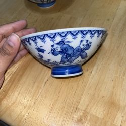 Vintage Japanese Hirado 5 Boys Playing Porcelain Painted rice Bowl