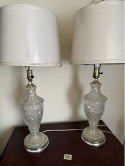Vintage Crystal Glass Table Lamps – Matching Pair
