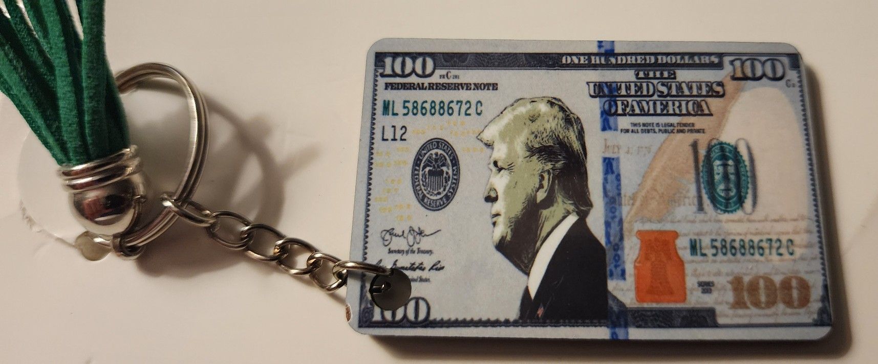 Donald Trump 100 Dollar Bill Keychain