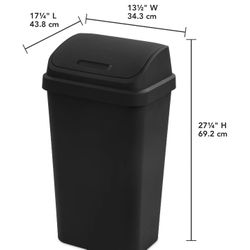 Sterilite 13 Gallon Trash Can, Plastic Swing Top Kitchen Trash Can, Black BRAND NEW