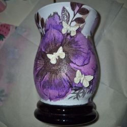 HAND DECORATED DECOUPAGED GLASS PIECE