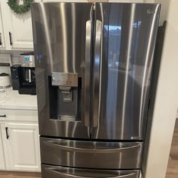 Lg Black Stainless Thin Q Smart French Door Dual Freezer Drawer Refrigerator 
