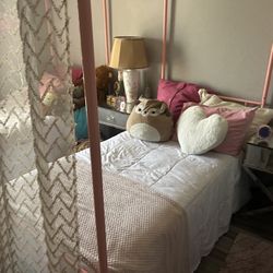 Twin Size Pink Canopy Bed Frames