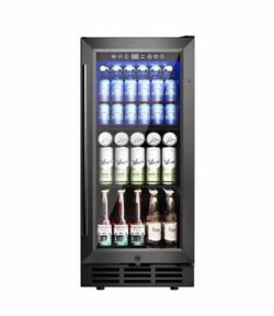 Black Beverage Cooler with Glass Door