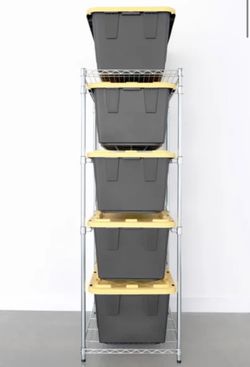 Metal rack for storage bins