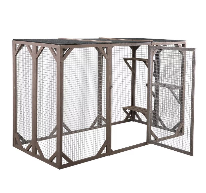 43.5"H Wooden  Animal Run House Outdoor Enclosure Animal Cage