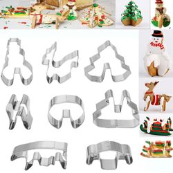 8pcs Stainless Steel Christmas 3d Three-dimensional Cookie Cutter Stainless Steel Cookie Cutter Christmas Cookie Cutter Snowman Reindeer Sleigh Christ