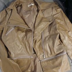 Tan Faux Leather Jacket 