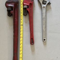 Extra Large (2) Pipe Wrench (1) Extra Large Crescent Wrench 