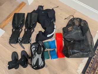 2 sets of Akona Adventure Gear Skuba Gear & Wetsuit