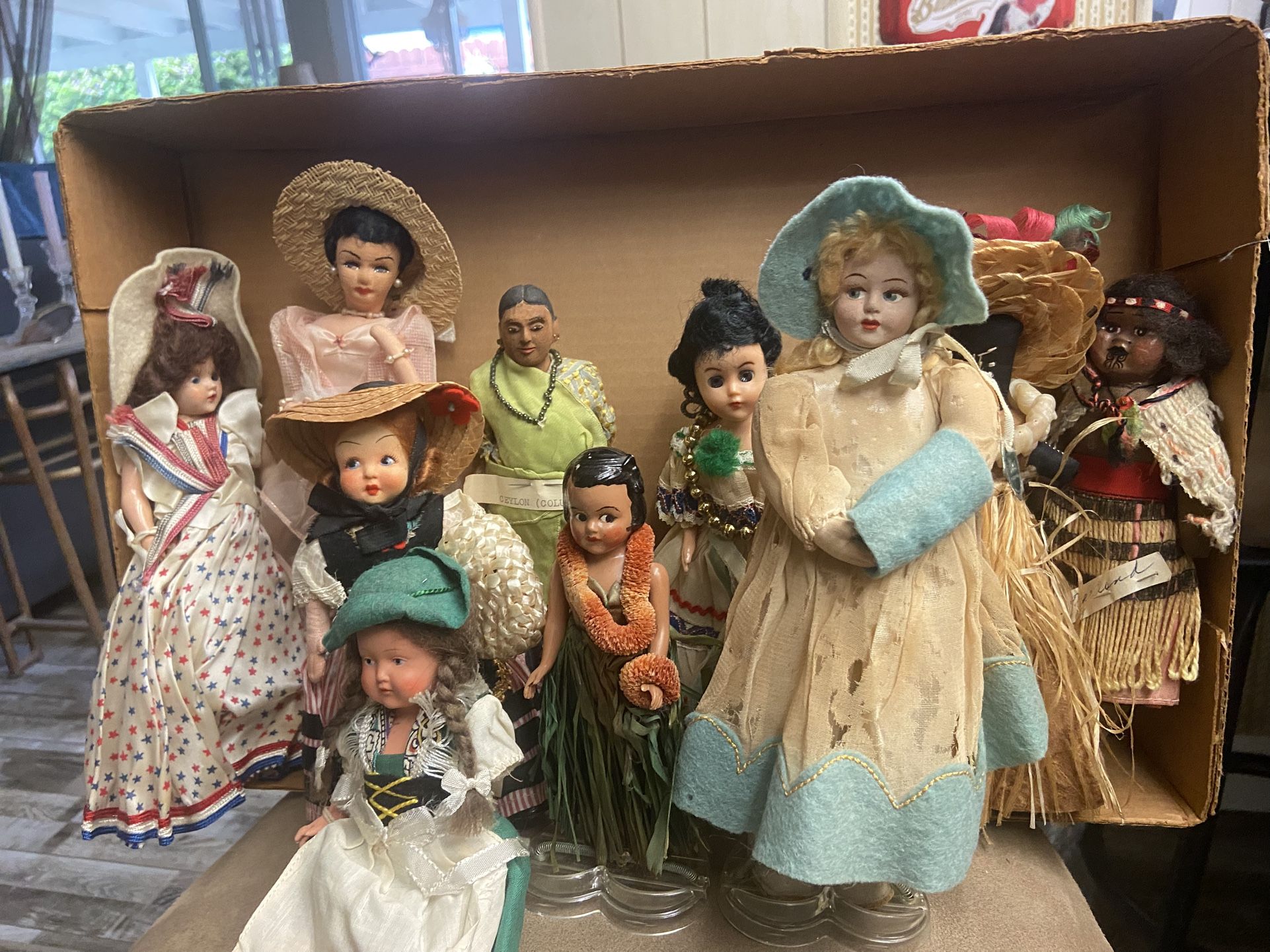 Box of Antique Dolls (10) From Around The World
