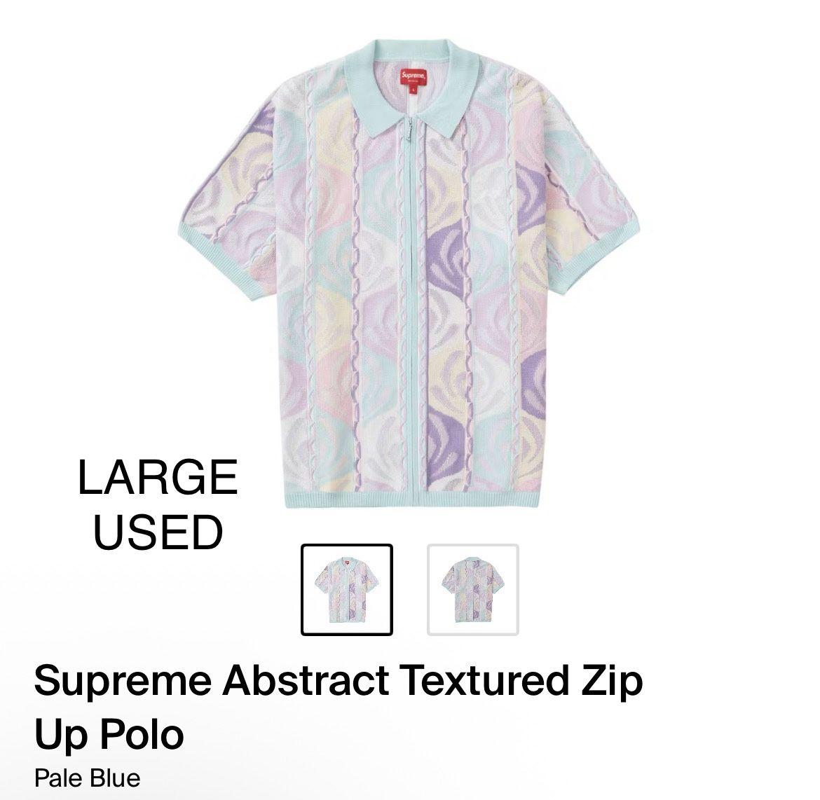 Supreme Abstract Textured zip up Polo Large